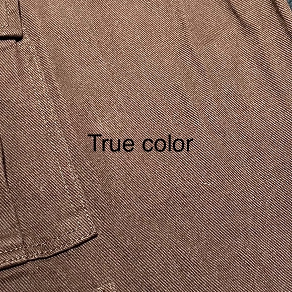 Chocolate Brown Cargo 100% Cotton Denim Jeans Wide Leg - Picture 2 of 2